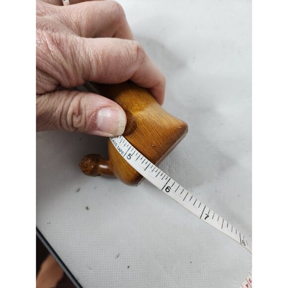 Vintage Hand Carved Wood Poodle Dog Figurine Statue Pink Eyes Mid Century Modern - Picture 10 of 10